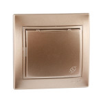 Розетка одинарная с заземлением и крышкой MIRA светло-коричневый перламутр со вставкой 701-3131-123В