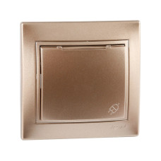 Розетка одинарная с заземлением и крышкой MIRA светло-коричневый перламутр со вставкой 701-3131-123В