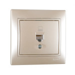 Розетка одинарная компьютерная MIRA жемчужно-белый перламутр со вставкой 701-3030-139