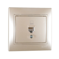 Розетка одинарная компьютерная MIRA жемчужно-белый перламутр со вставкой 701-3030-139