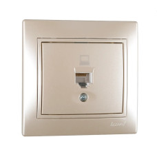 Розетка одинарная компьютерная MIRA жемчужно-белый перламутр со вставкой 701-3030-139