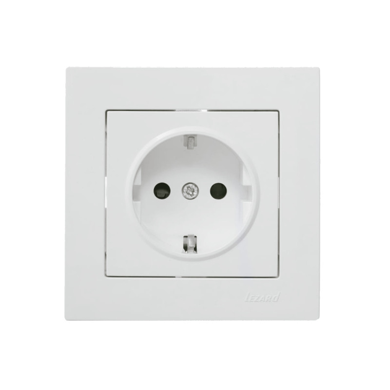 Розетка одинарная с/з LEZARD Vesna белый 742-0288-122В