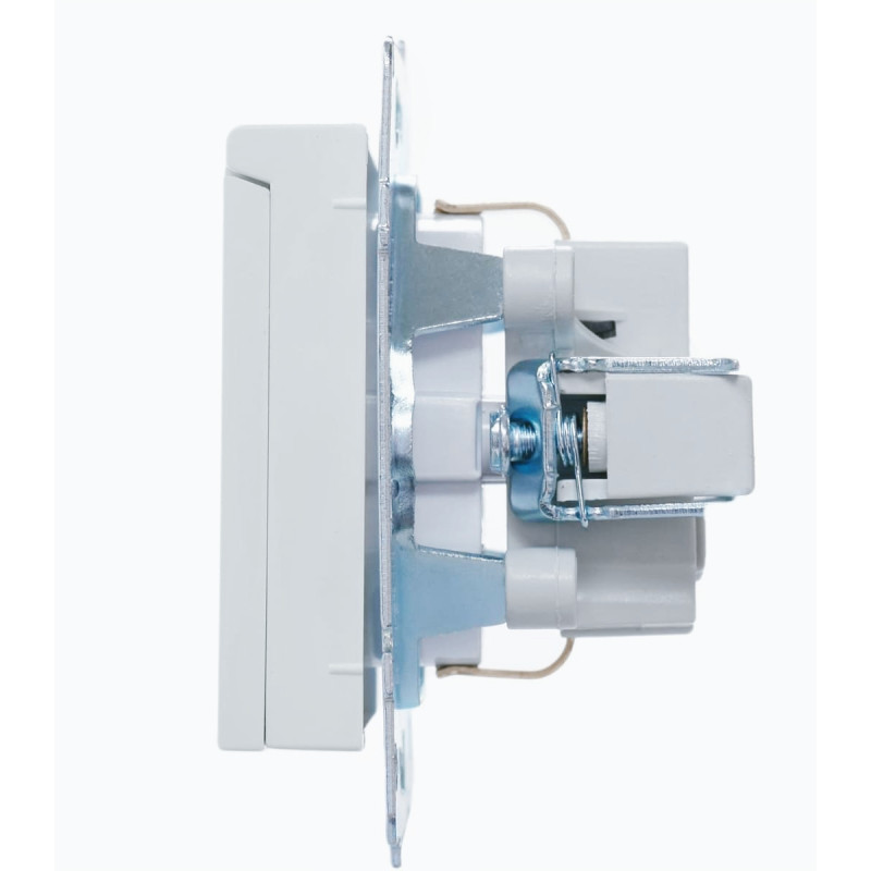 Розетка одинарная с/з с крышкой LEZARD Vesna белый 742-0288-123В