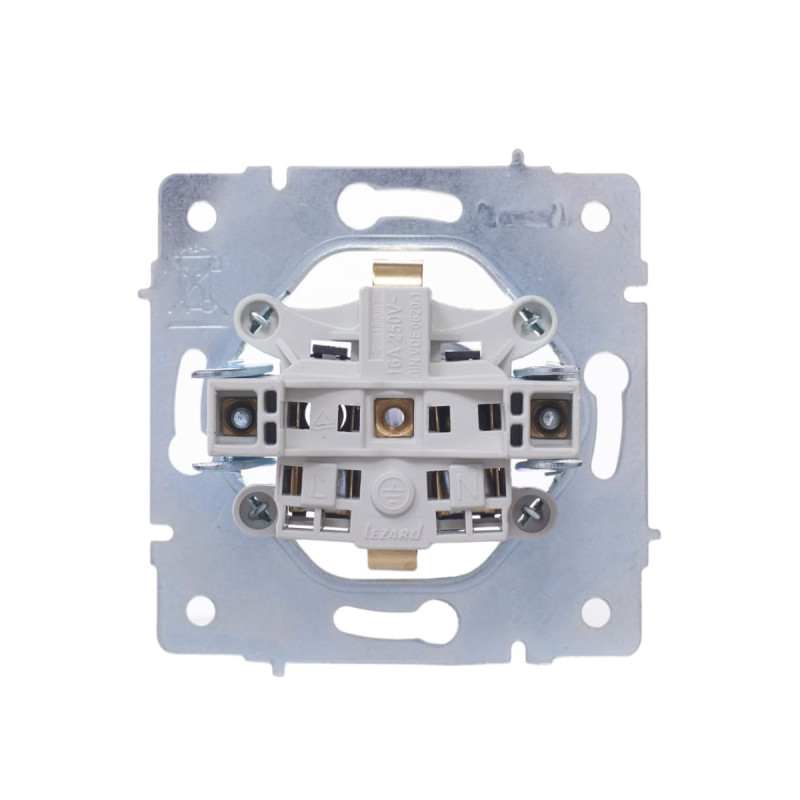 Розетка одинарная с/з с крышкой LEZARD Vesna белый 742-0288-123В