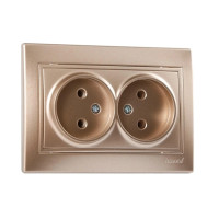 Розетка двойная без заземления MIRA светло-коричневый перламутр со вставкой 701-3131-128