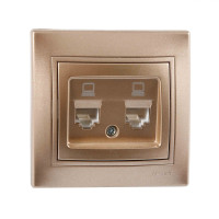 Розетка двойная компьютерная MIRA светло-коричневый перламутр со вставкой 701-3131-141
