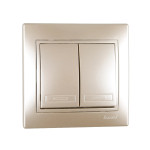 Выключатель двухклавишный MIRA жемчужно-белый перламутр со вставкой 701-3030-101