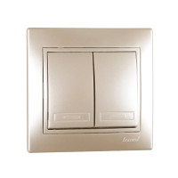 Выключатель двухклавишный MIRA жемчужно-белый перламутр со вставкой 701-3030-101