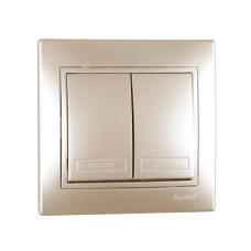 Выключатель двухклавишный MIRA жемчужно-белый перламутр со вставкой 701-3030-101