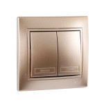 Выключатель двухклавишный MIRA светло-коричневый перламутр со вставками. 701-3131-101