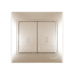 Выключатель двухклавишный проходной MIRA жемчужно-белый перламутр со вставками 701-3030-106