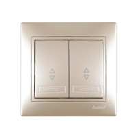 Выключатель двухклавишный проходной MIRA жемчужно-белый перламутр со вставками 701-3030-106