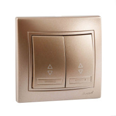 Выключатель двухклавишный проходной MIRA светло-коричневый перламутр со вставкой 701-3131-106