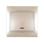 Выключатель одноклавишный проходной с подсветкой MIRA жемчужно-белый перламутр со вставками 701-3030-114