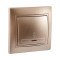 Выключатель одноклавишный проходной с подсветкой MIRA светло-коричневый перламутр со вставкой 701-3131-114