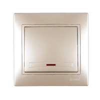 Выключатель одноклавишный с подсветкой MIRA жемчужно-белый перламутр со вставками 701-3030-111