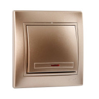 Выключатель одноклавишный с подсветкой MIRA светло-коричневый перламутр со вставками 701-3131-111