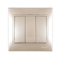 Выключатель трехклавишный MIRA жемчужно-белый перламутр со вставками 701-3030-109