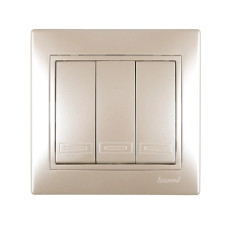 Выключатель трехклавишный MIRA жемчужно-белый перламутр со вставками 701-3030-109