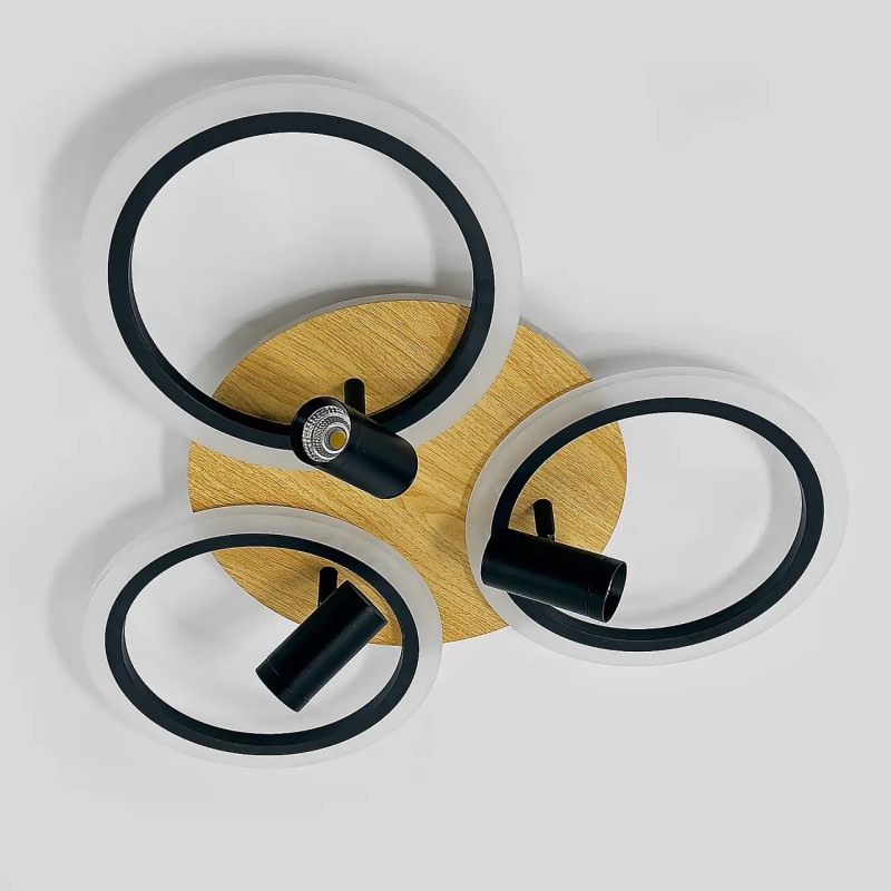 Світлодіодна LED люстра WOODY 70W-3LR-APP-582х115-BLACK/WOOD-220-IP20 Esllse