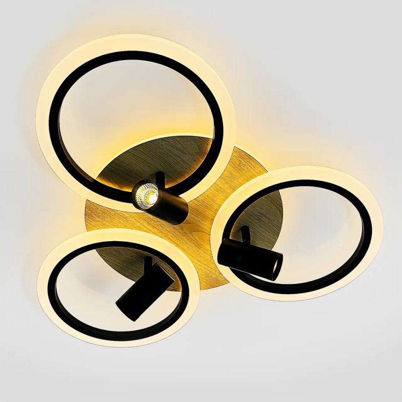 Світлодіодна LED люстра WOODY 70W-3LR-APP-582х115-BLACK/WOOD-220-IP20 Esllse