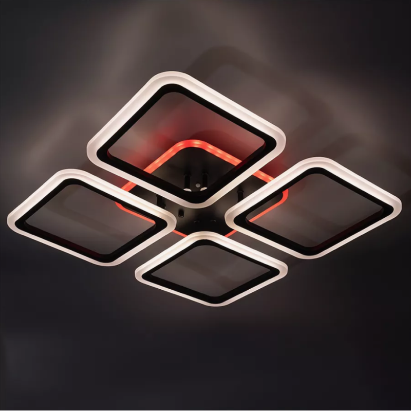 Світлодіодна LED люстра ROOM RGB 70W 4S-APP-385x385x75-BLACK-220-IP20 Esllse