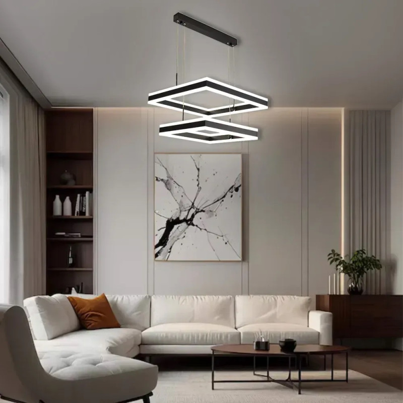 Світлодіодна LED люстра STELLA 180W 2S-SMART-500x500x1200-BLACK-220-IP20 Esllse