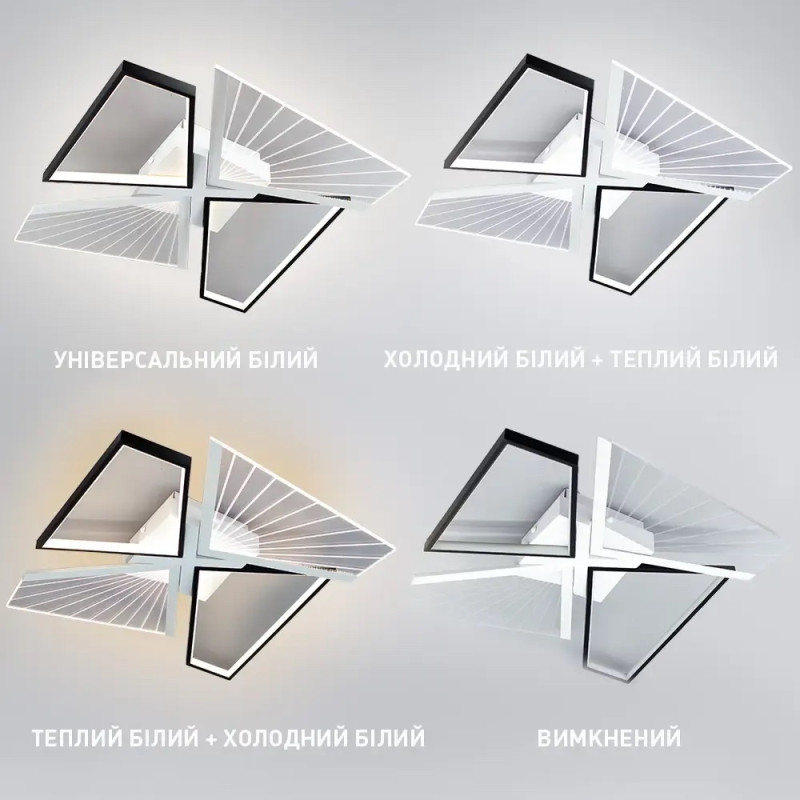 Світлодіодна LED люстра GALAXY 80W 4Q SMART 550x550x108-BLACK/WHITE-220-IP20 Esllse