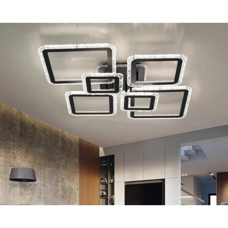 Світлодіодна LED люстра OVAL ICE RGB 120W 7S-SMART-960x750x110-BLACK-220-IP20 Esllse