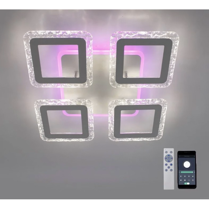 Світлодіодна LED люстра ROOM ICE RGB 70W 4S-APP-385x385x75-WHITE-220-IP20 Esllse