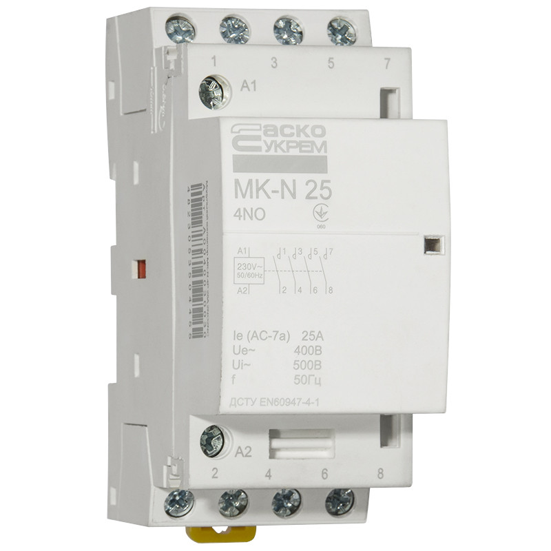 Модульний контактор MK-N 4P 25A 4NO АСКО (A0040030027)