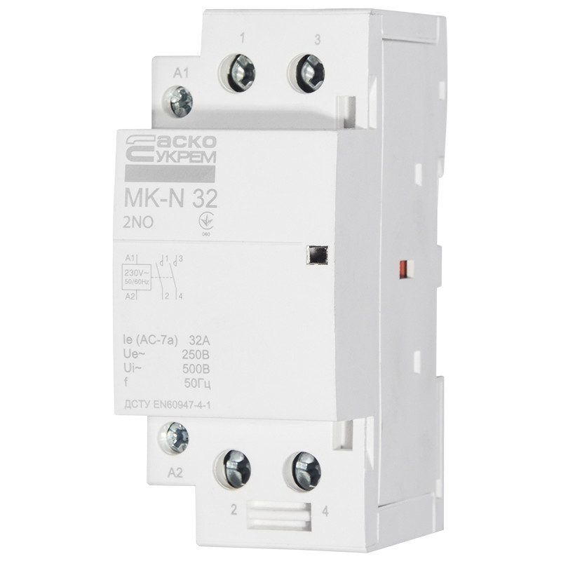 Модульний контактор MK-N 2P 32A 2NO АСКО (A0040030031)