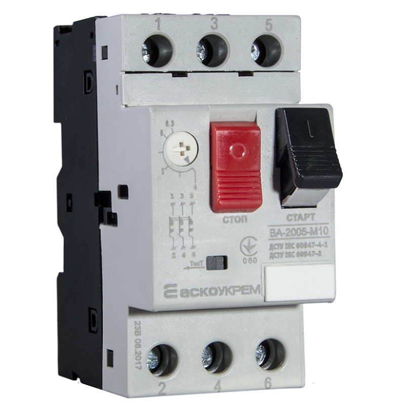 Автоматический выключатель защиты двигателя УКРЕМ ВА-2005 М10 (4,0-6,3А) Аско-Укрем A0010050004