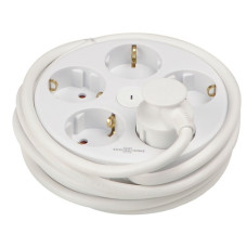 Удлинитель круглый 5 гн. 5 м с ж/к белый серии Ornat АСКО (ECO019001014)