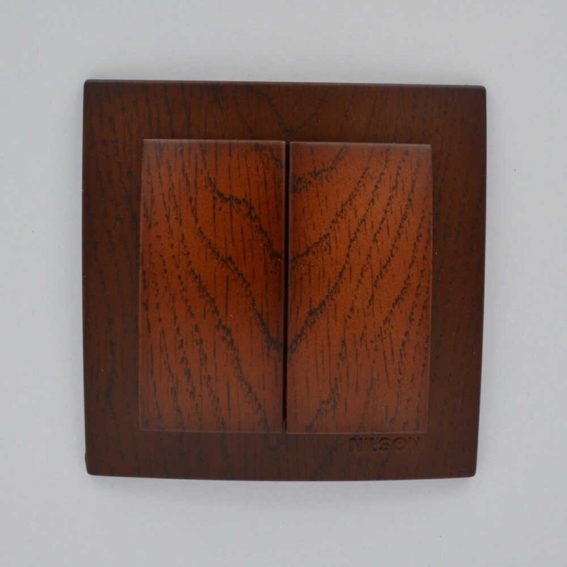 Выключатель двухклавишный NILSON Touran орех 24271003