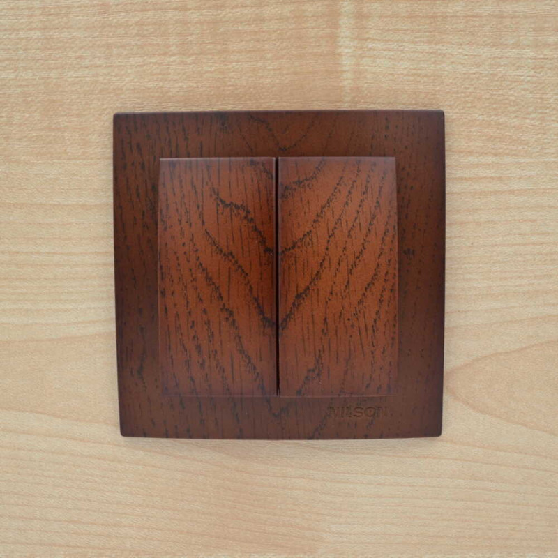 Выключатель двухклавишный NILSON Touran орех 24271003