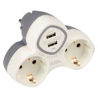 Двойник тип С с заземлением + 2хUSB Ornat белый АСКО (ECO019001019)