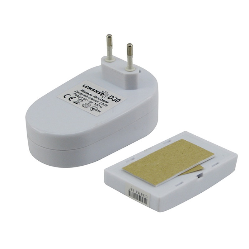 Дзвінок дистанційний безпровідний в розетку 230V LDB46 білий з синім Lemanso