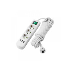Удлинитель бытовой с/из 3 входа 5м с выключателем+USB LETITIA 721-0305-302U Lezard