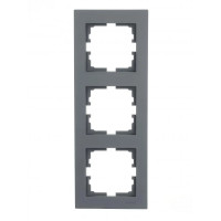 Рамка 3-я вертикальная графит с боковой вставкой 742-3400-153 серия Vesna