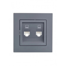 Розетка 2-я компьютерная графит 742-3488-141 серия Vesna