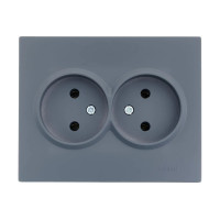 Розетка подвійна б/з ПБТ графіт 742-3400-128B серія Vesna 