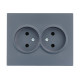 Розетка подвійна б/з ПБТ графіт 742-3400-128B серія Vesna 