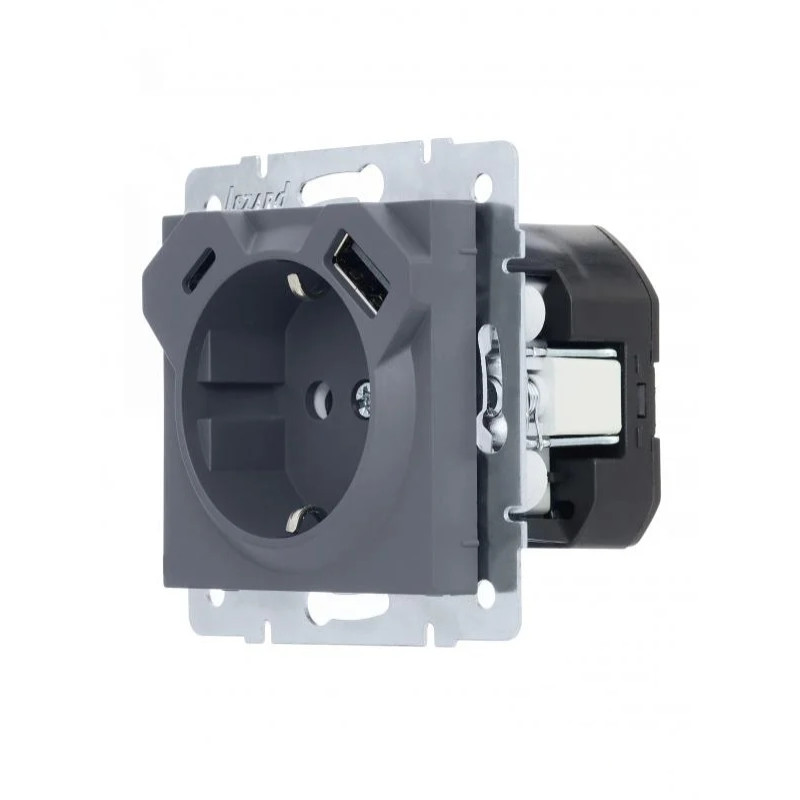 Розетка с/с +USB+Type-C графит 742-3488-181TC серия Vesna