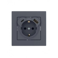 Розетка с/с +USB+Type-C графит 742-3488-181TC серия Vesna