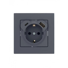 Розетка с/с +USB+Type-C графит 742-3488-181TC серия Vesna
