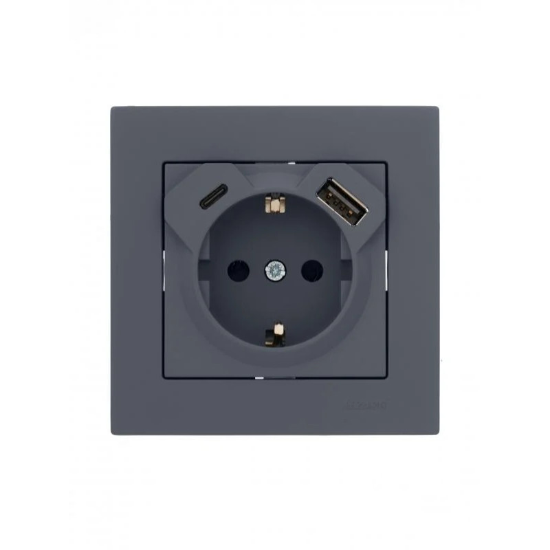 Розетка с/с +USB+Type-C графит 742-3488-181TC серия Vesna