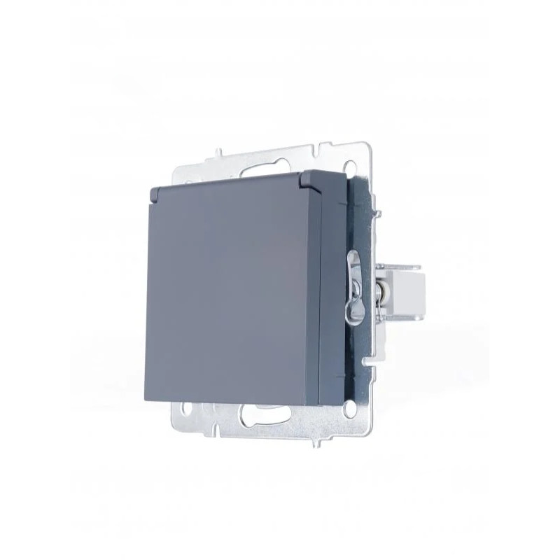 Розетка с/с с крышкой ПБТ графит 742-3488-123B серия Vesna