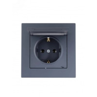 Розетка с/с с крышкой ПБТ графит 742-3488-123B серия Vesna