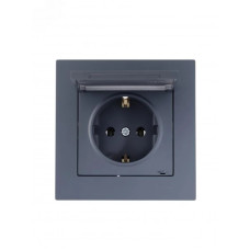 Розетка з/з з кришкою ПБТ графіт 742-3488-123B серія Vesna